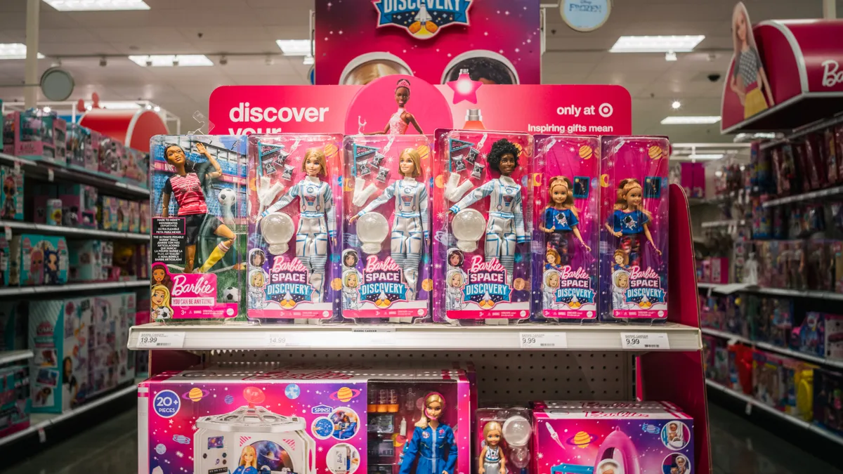 Barbie dolls are seen at a Target store on October 25, 2021 in Houston, Texas.