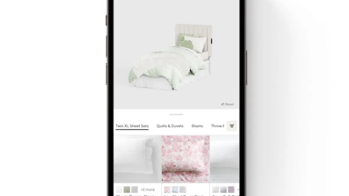 Pottery Barn Teen's app on a smartphone device.