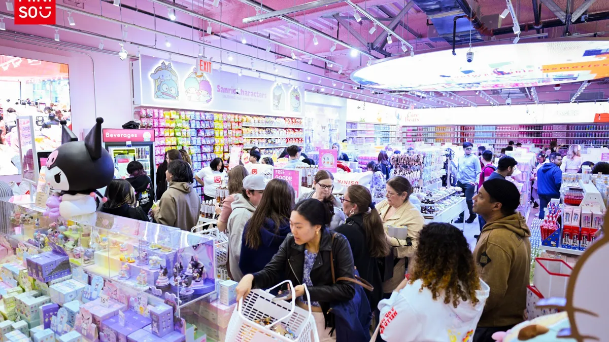 The interior of a Miniso store.