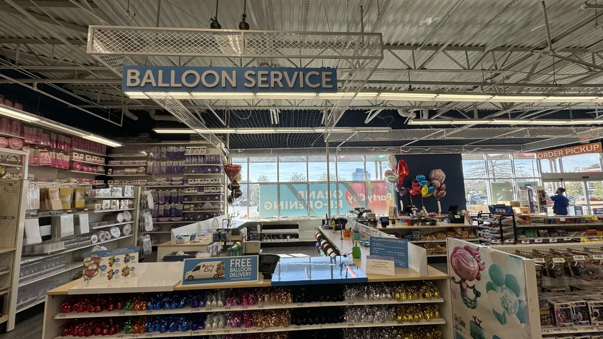 Interior shot of a Party City's balloon service area.